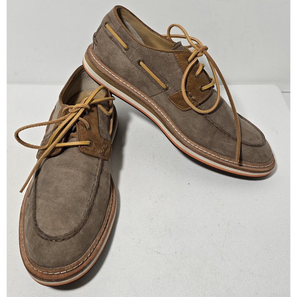 UGG Australia Mens 10 Boat Shoes Newell Lace Up Brown Nubuck Leather